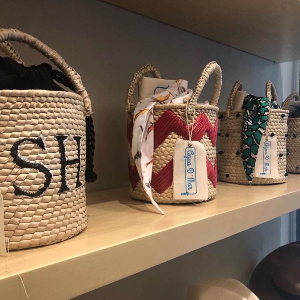 Agua D'Mar Raffia Zig-Zag Bucket Bag (Red) - NWT